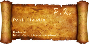Pohl Klaudia névjegykártya